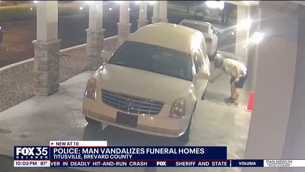 Man accused of vandalizing hearses at 2 Titusville funeral homes