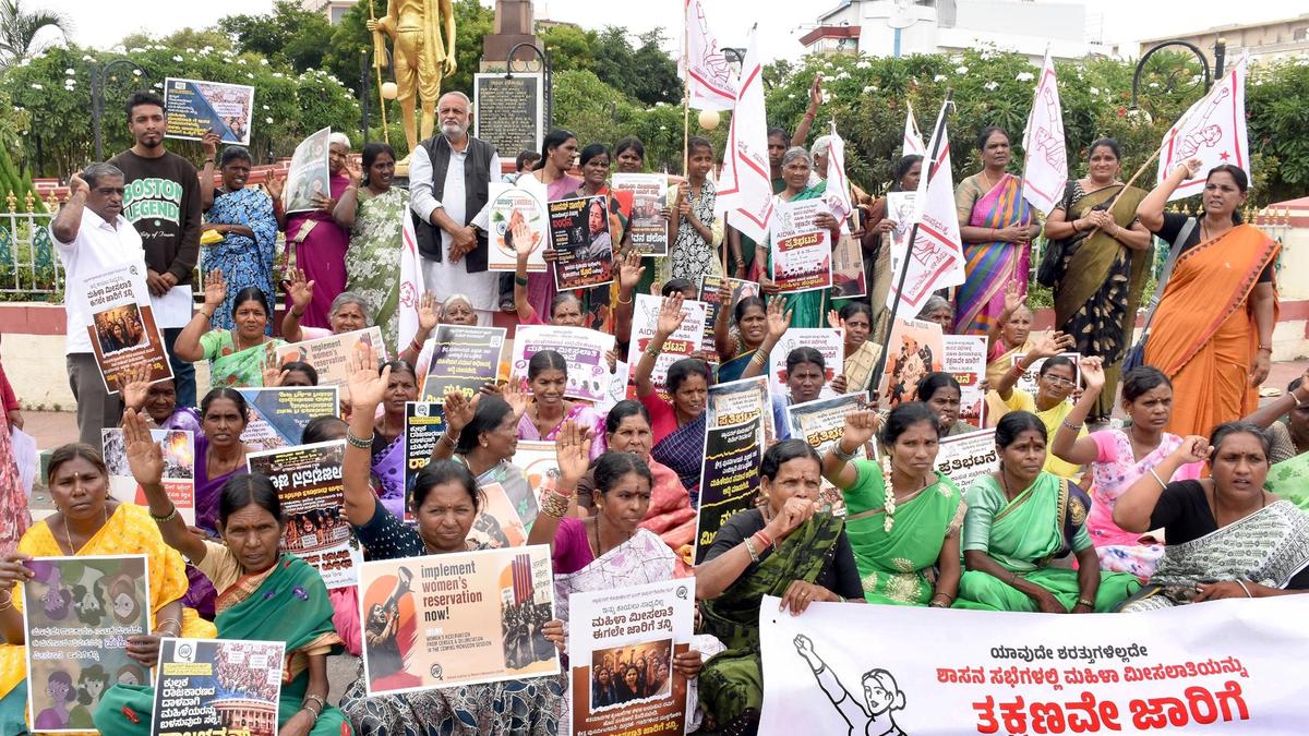 Protest against delay in implementing women’s reservation