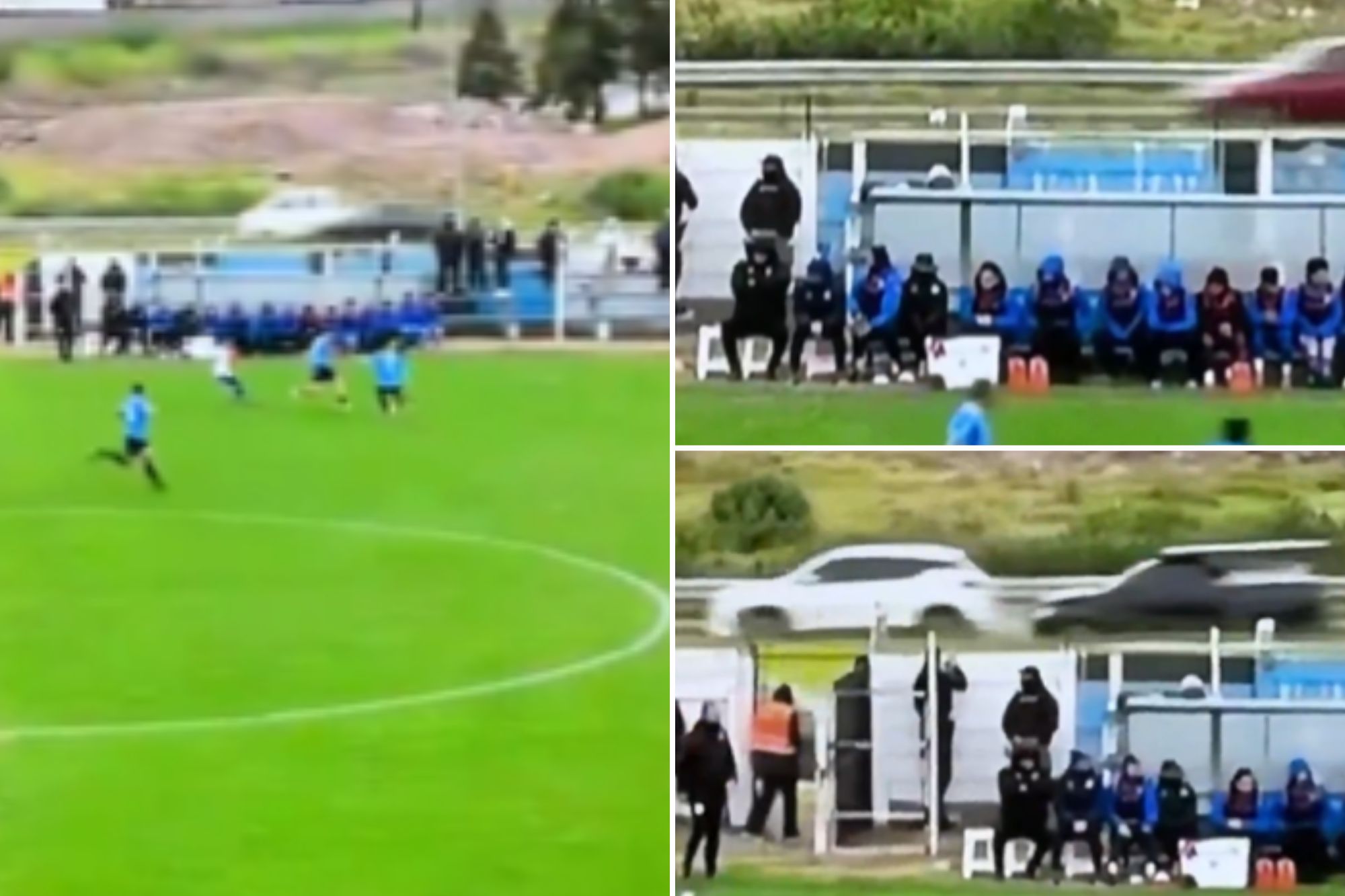 Soccer ball kicked on road causes car crash during Uruguayan match in scary moment