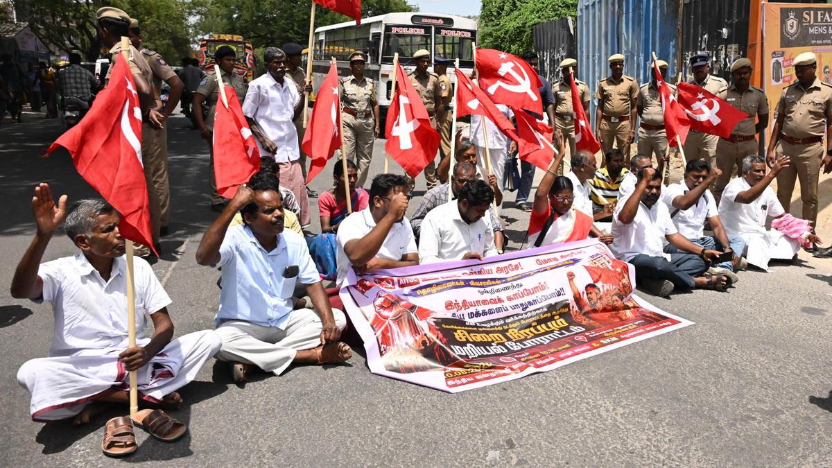 Central Trade Unions led protests in Krishnagiri courting arrests