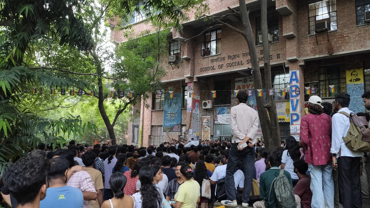 Day after JNU nixed discussion on Khalid’s book, students’ union holds event outdoors