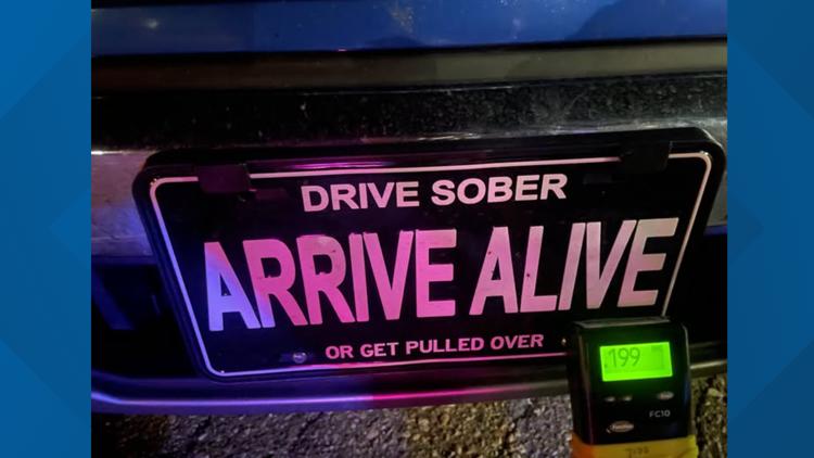 Driver with 'Drive Sober' plate arrested for DUI, DPS says