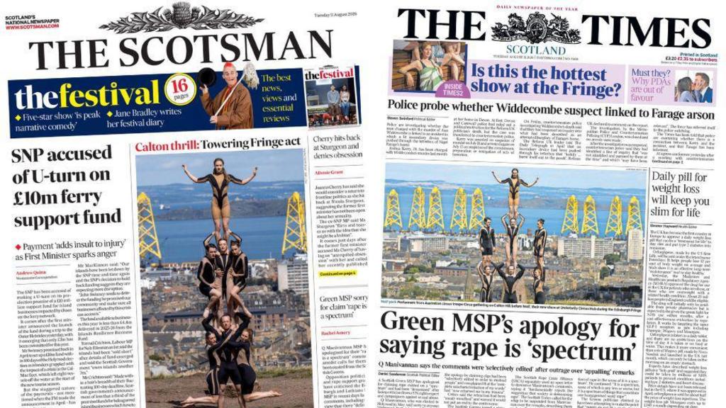 Scotland's papers: MSP 'rape spectrum' apology and SNP's ferry 'U-turn'