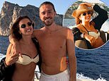 Sasha Attwood stuns in a white bikini as she cuddles shirtless Jack Grealish as they enjoy a glamorous boat day date ahead of the football season
