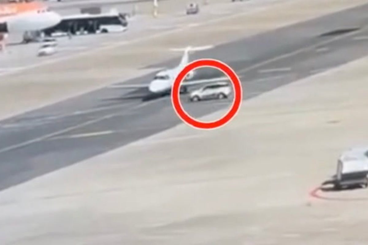 Fiat Panda crashes into luxury jet as plane taxis for takeoff