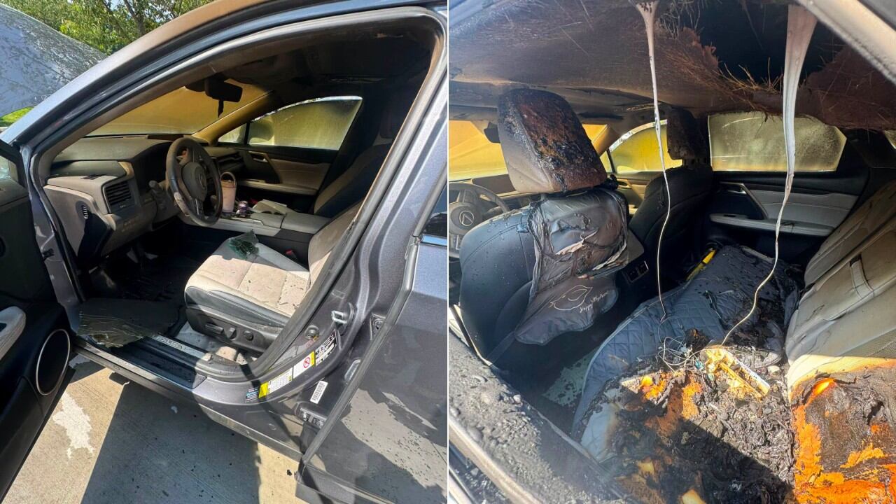 Lithium-ion battery pack left in hot SUV causes fire