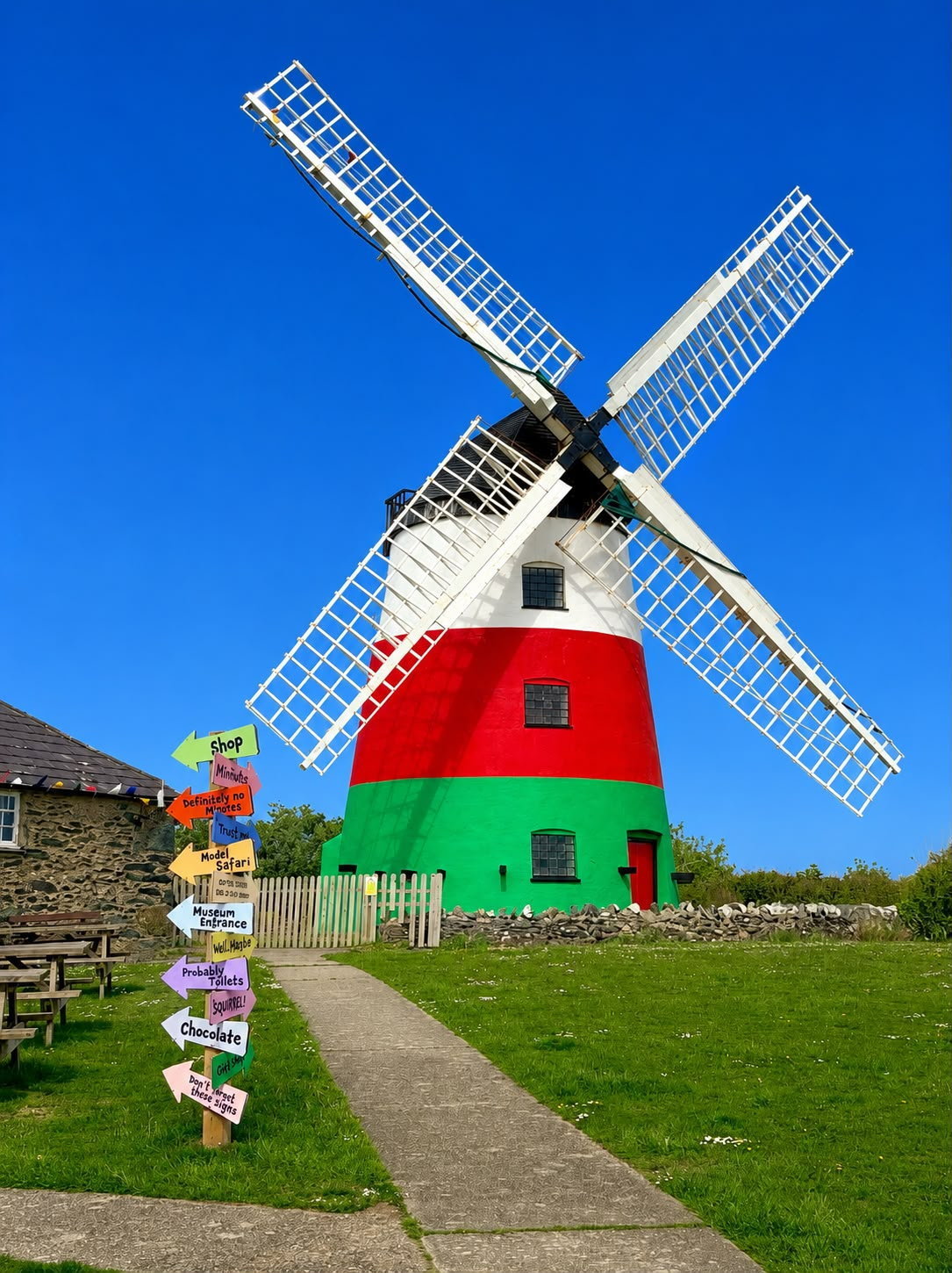Windmill ordered to repaint after row over bright colours as local says first miller would be ‘rolling in his grave’