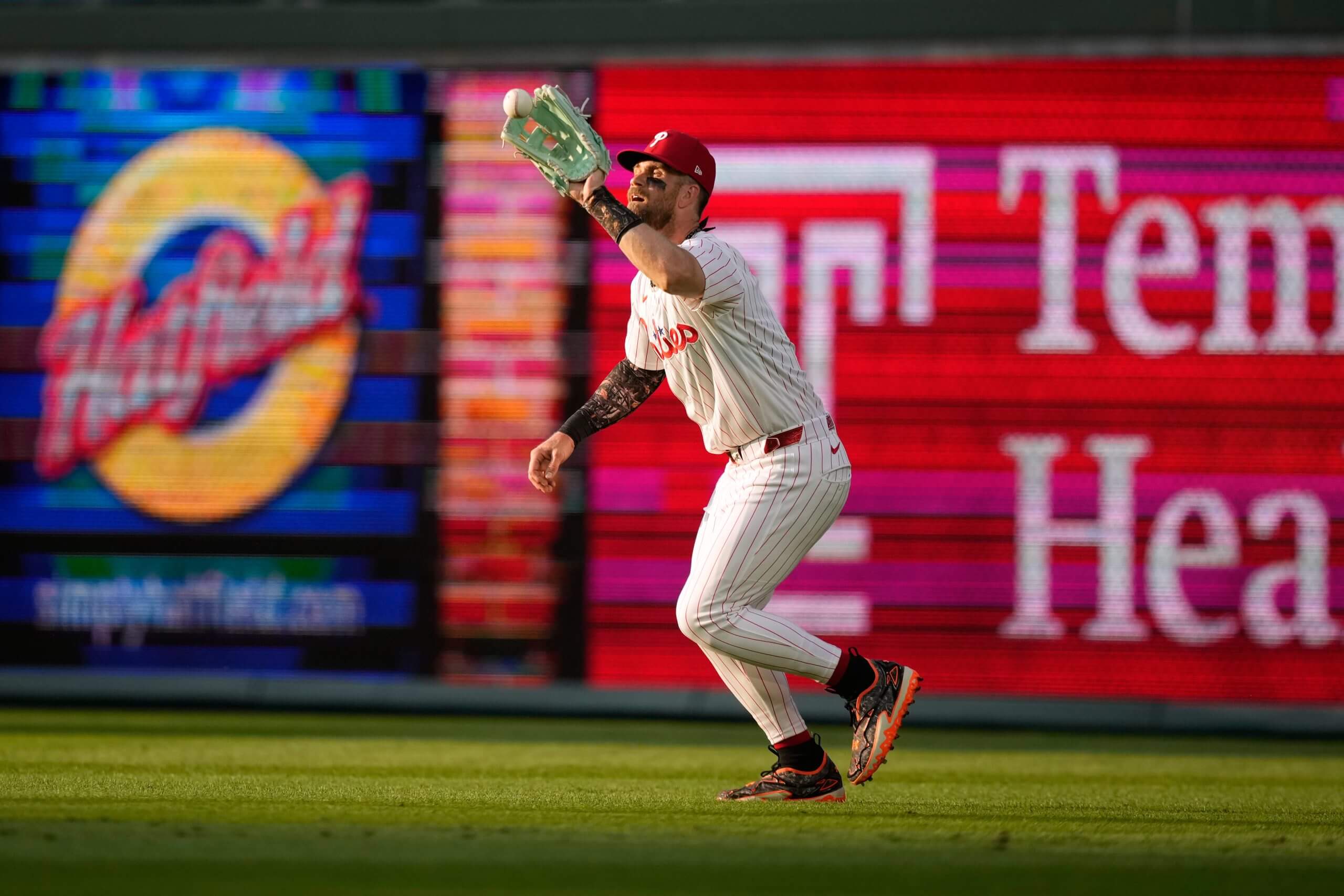 Bryce Harper's knee soreness flared up after a move to the outfield. He thinks it's fine