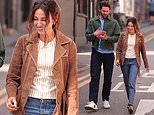 Michelle Keegan shares a joke with her hunky co-star Tom Bateman as they take a break from filming new Harlan Coben drama The Woods