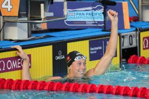 Katie Ledecky surges to 1,500 free win for her first home-soil international medal