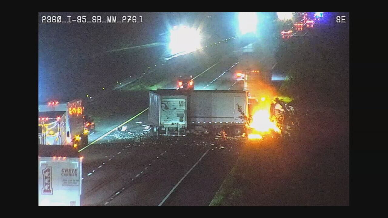 Deadly, fiery crash shuts down stretch of I-95 in Volusia County