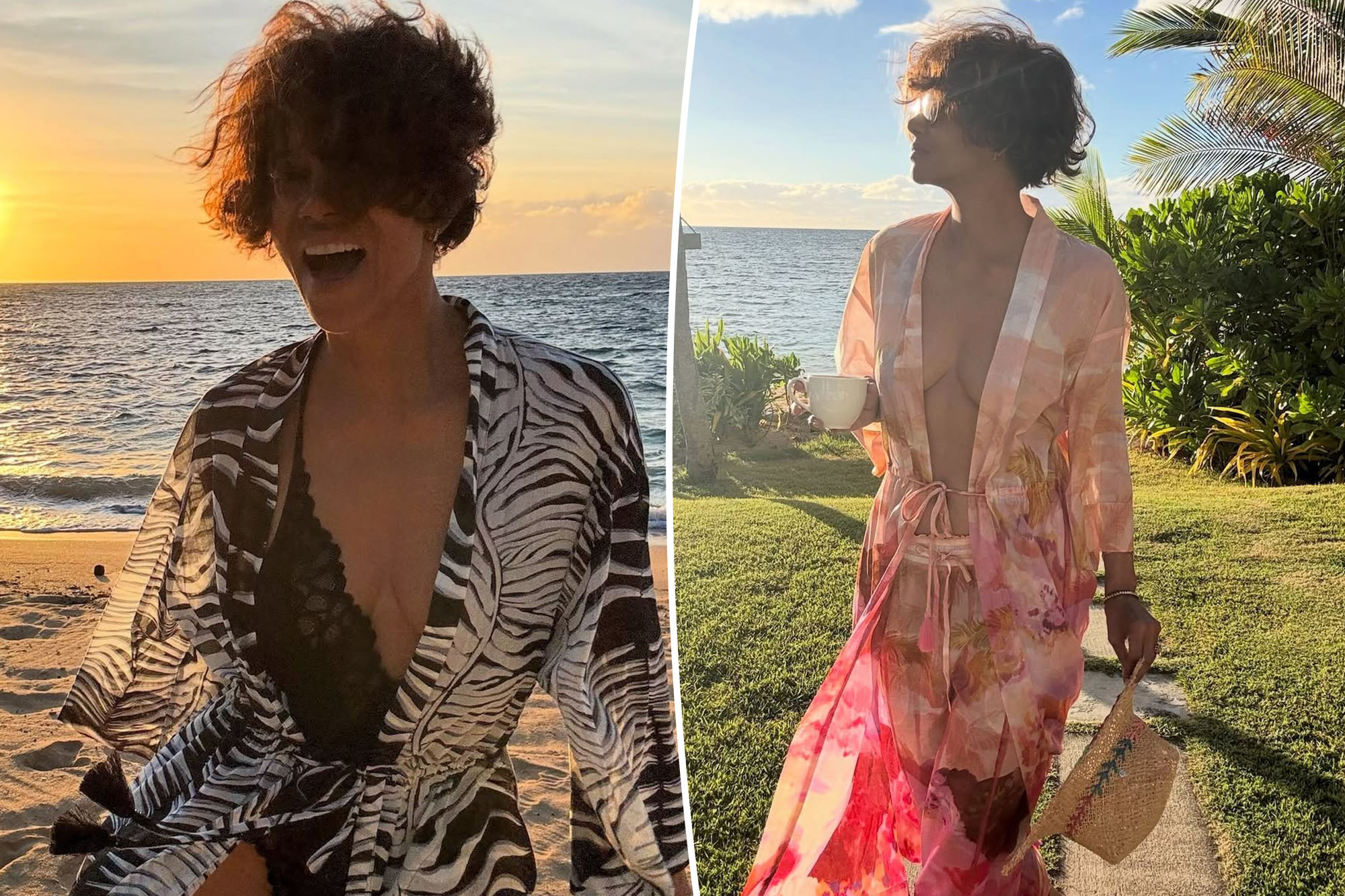 Halle Berry has this swim cover-up in two colors, and it’s 50% off right now