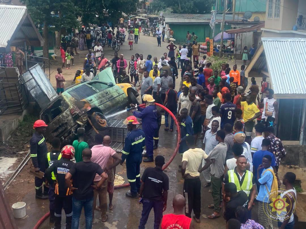 Mazda Demio catches fire during welding work in Suhum