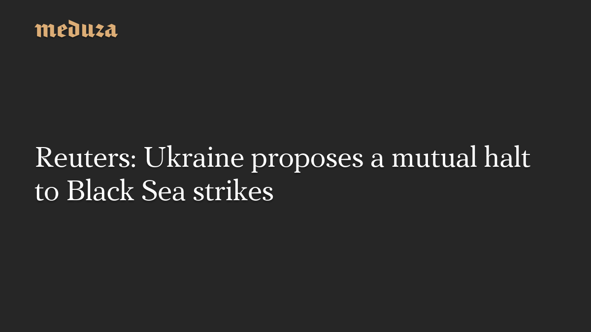 Reuters: Ukraine proposes a mutual halt to Black Sea strikes