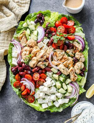 This loaded Greek chicken souvlaki salad will convince anyone that salad is a meal