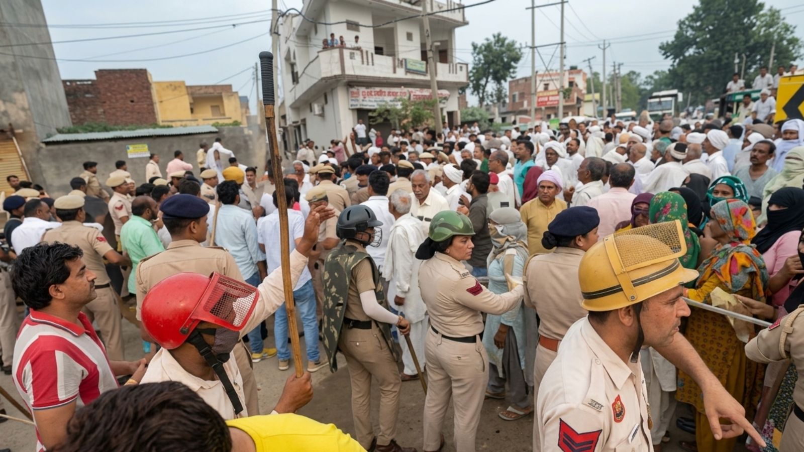 Villagers, police clash ahead of Haryana CM’s I-Day event; video shows cops throwing stones