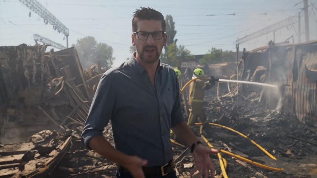 BBC visits smouldering Kyiv market after Russian strikes