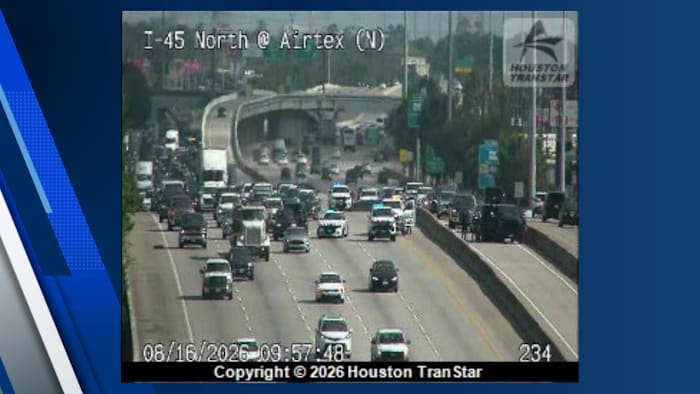 Heavy law enforcement presence closes southbound North Freeway at Richey Road