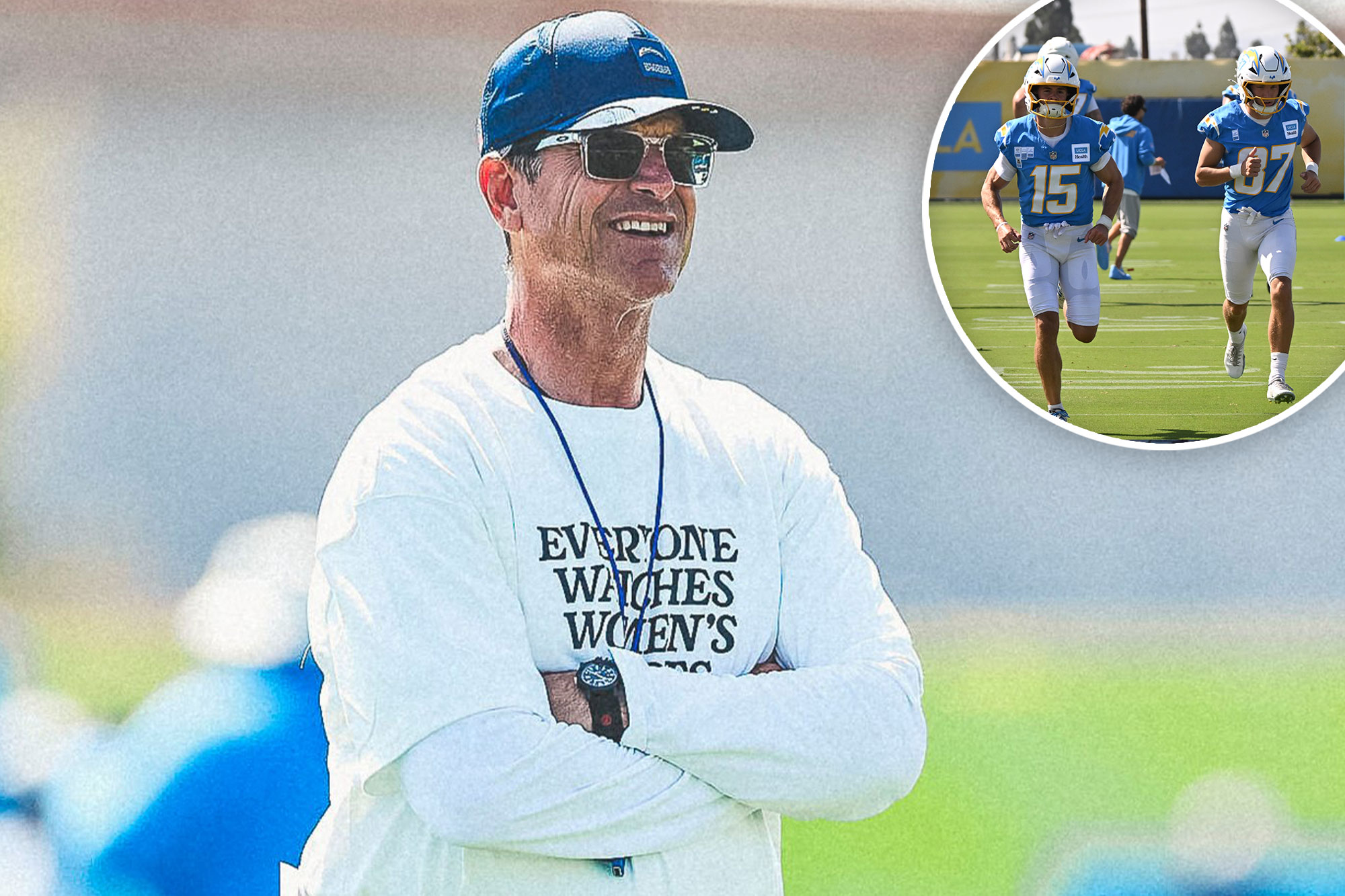 Jim Harbaugh, Chargers coaches defy trolls with heartfelt support for women’s sports