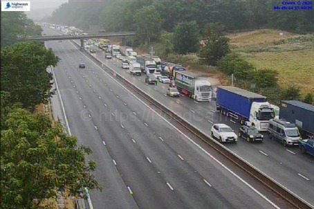 M6 closed after ‘serious’ crash involving three lorries and car with 30-minute delays and 3 miles of congestion