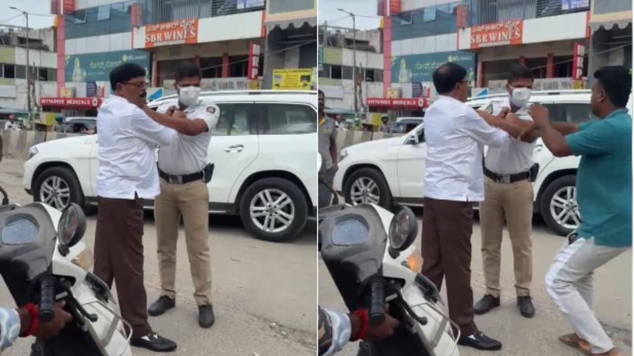 On Camera, JDS Leader Grabs Traffic Cop By Collar, Tries To Kick Him In Bengaluru