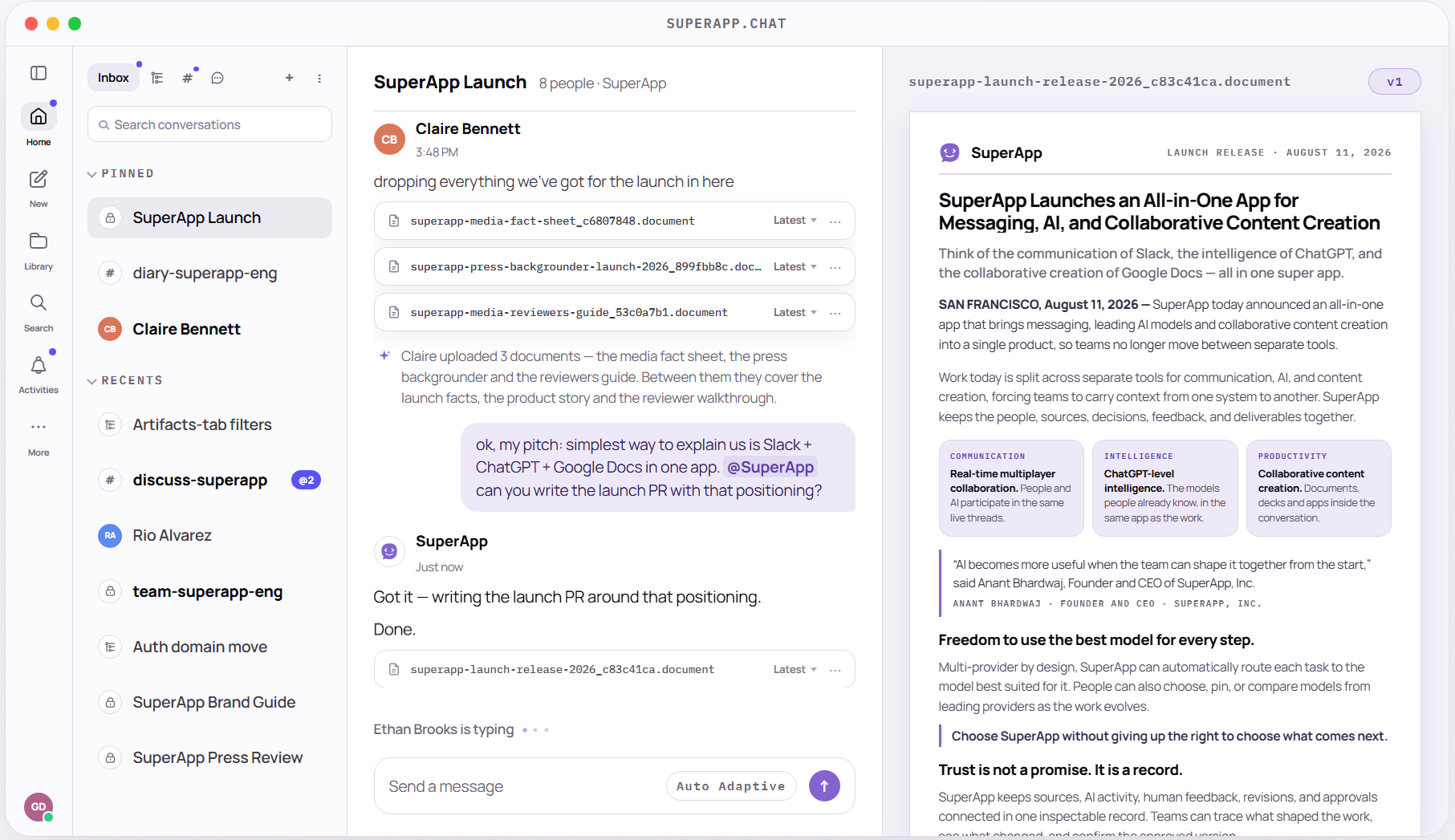 SuperApp launches a shared space with AI models for teams to collaborate on work