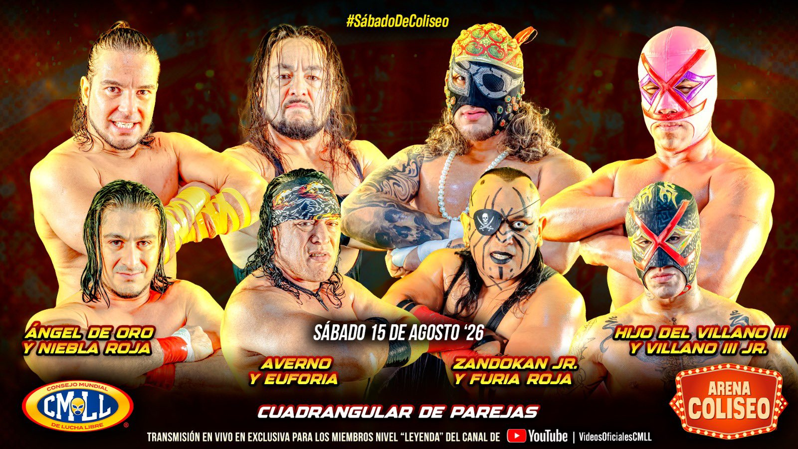 CMLL Sábado De Coliseo Results (8/15/2026): 4-Way Tag Match, Volador Jr., Keyra, More