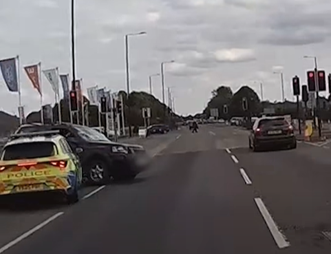 Moment cops ram balaclava-clad underage driver, 15, in 67mph chase after driving at police – before knife found in boot