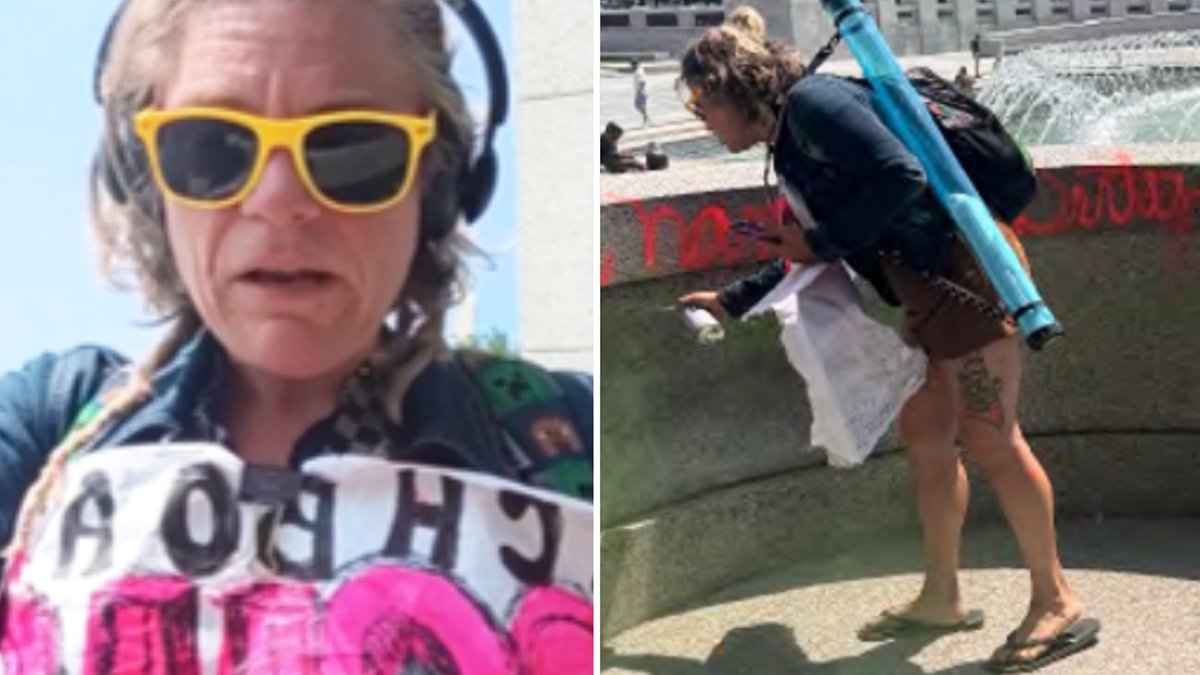 Woman accused in WWII Memorial vandalism released; due back in court next month