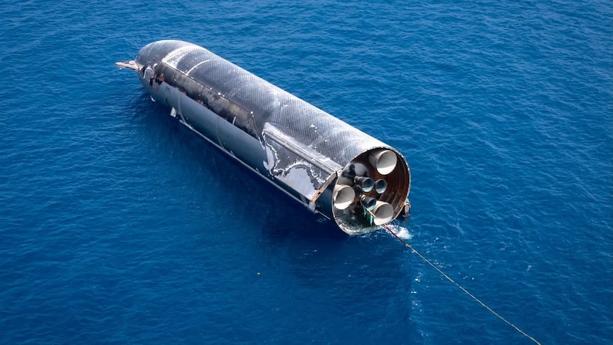 SpaceX rocket towed towards Christmas Island after ocean landing