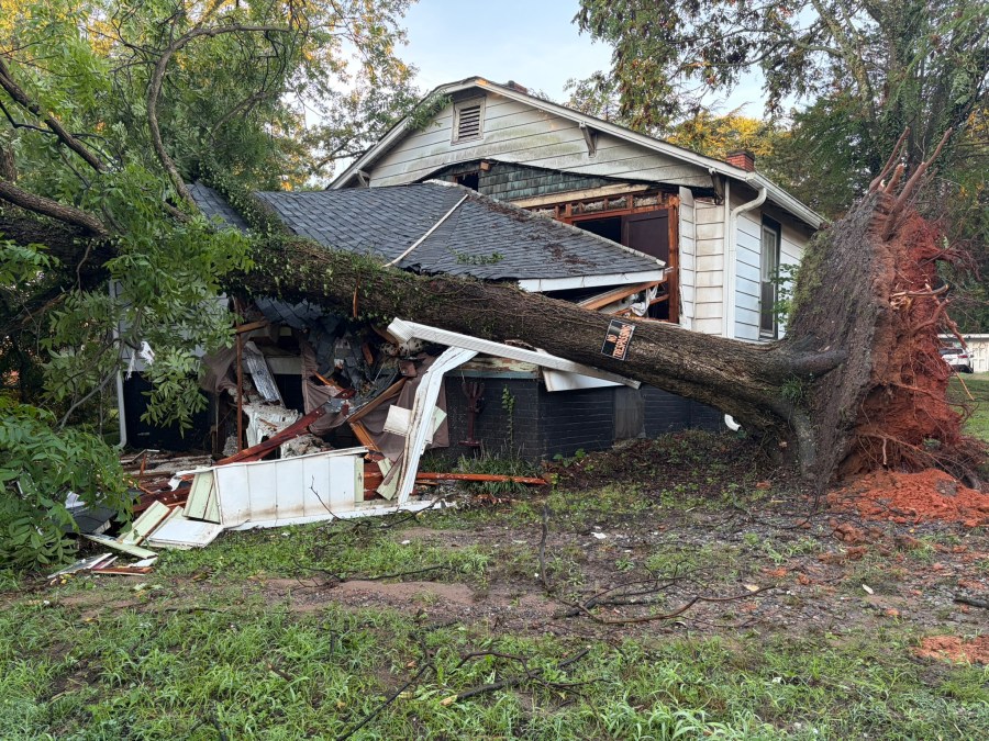 PHOTOS: Massive trees crash into homes as storms damage parts of Hickory