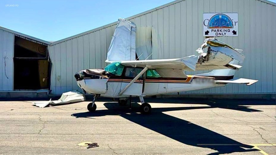 Pilot survives plane crash into Southern California airport hangar