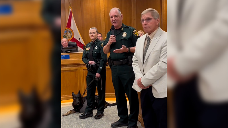 K-9 Ace presented with Commendation for Valor after being shot in line of duty