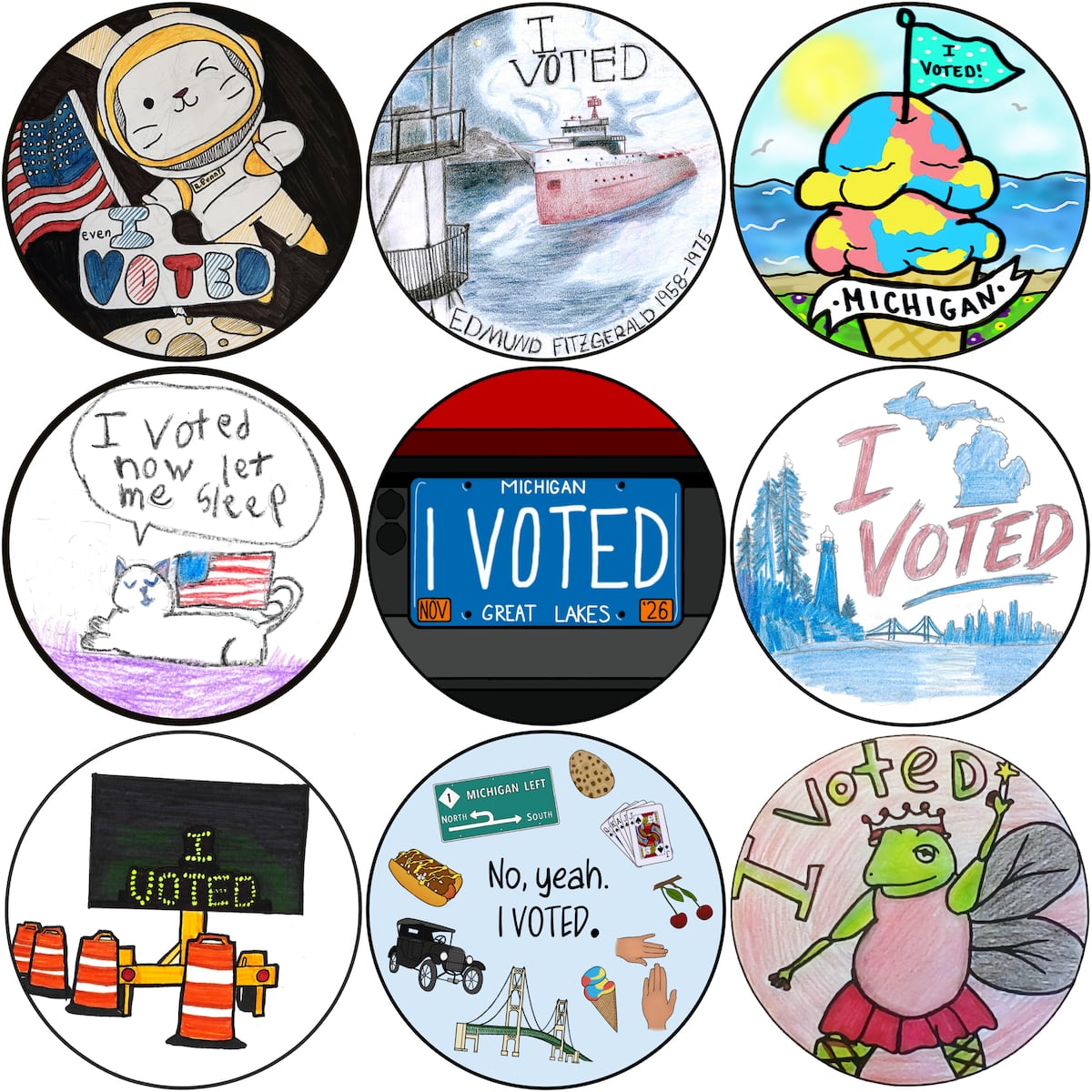 See Michigan’s winning ‘I voted’ sticker designs from statewide contest