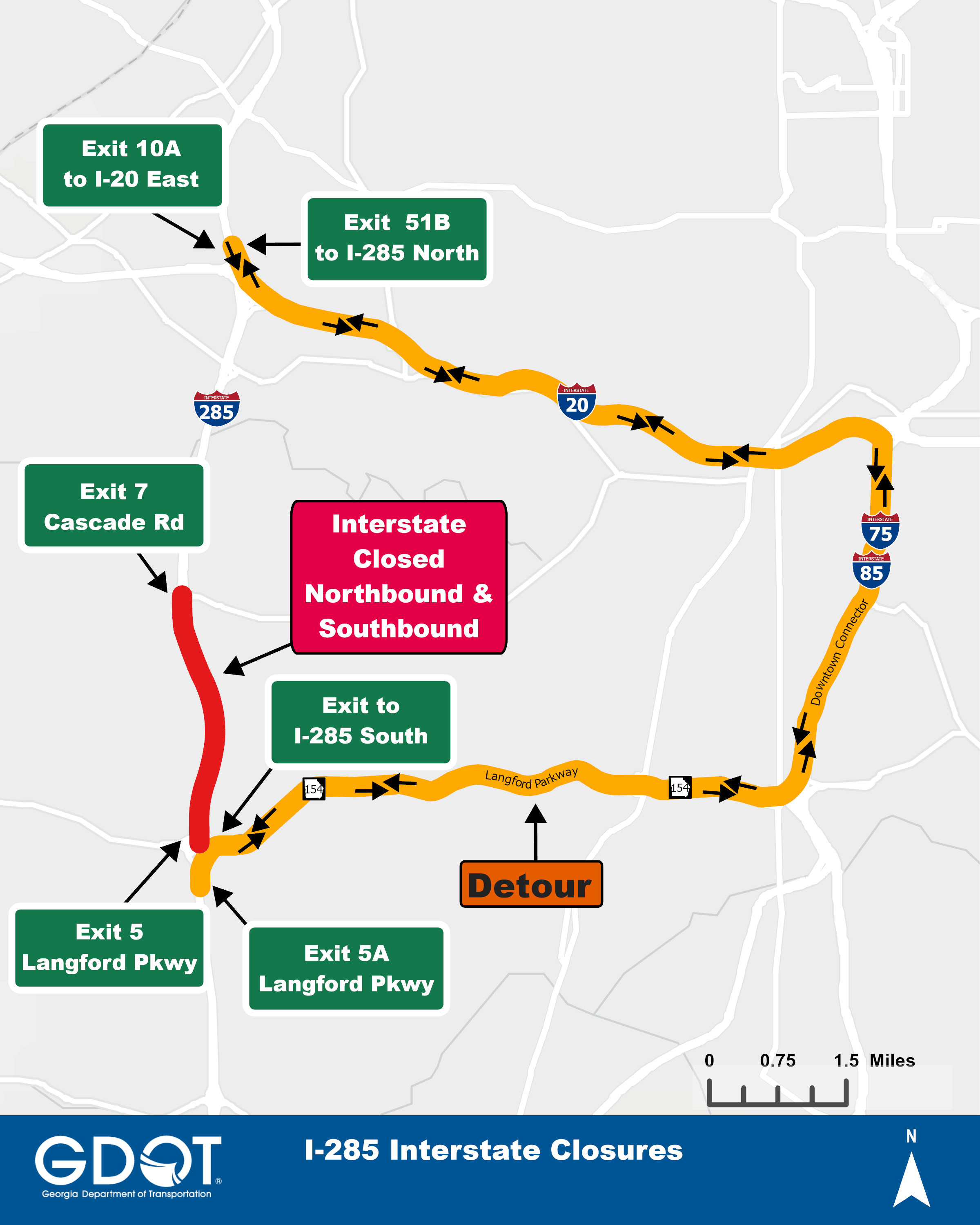 Major I-285 shutdown planned between Cascade Road and Langford Parkway