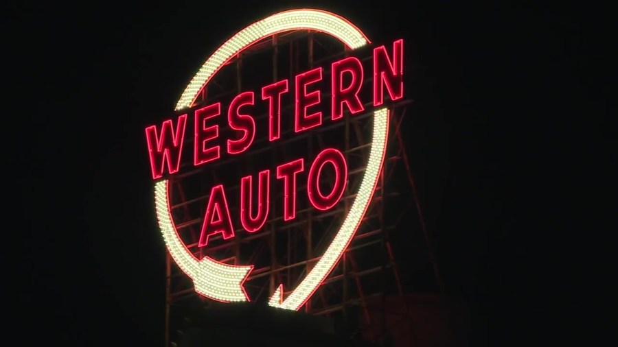 Western Auto sign relit, bringing iconic glow back to Kansas City skyline
