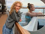Nicole Kidman embraces her natural curls in a serene snap before slipping into a bikini for a dip in a hot tub as she relaxes during 'trip of a lifetime' £39k Icelandic cruise