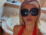 Baywatch star Brooks Nader wears plunging red swimsuit as she gets fed her dinner during lavish Italian yacht holiday