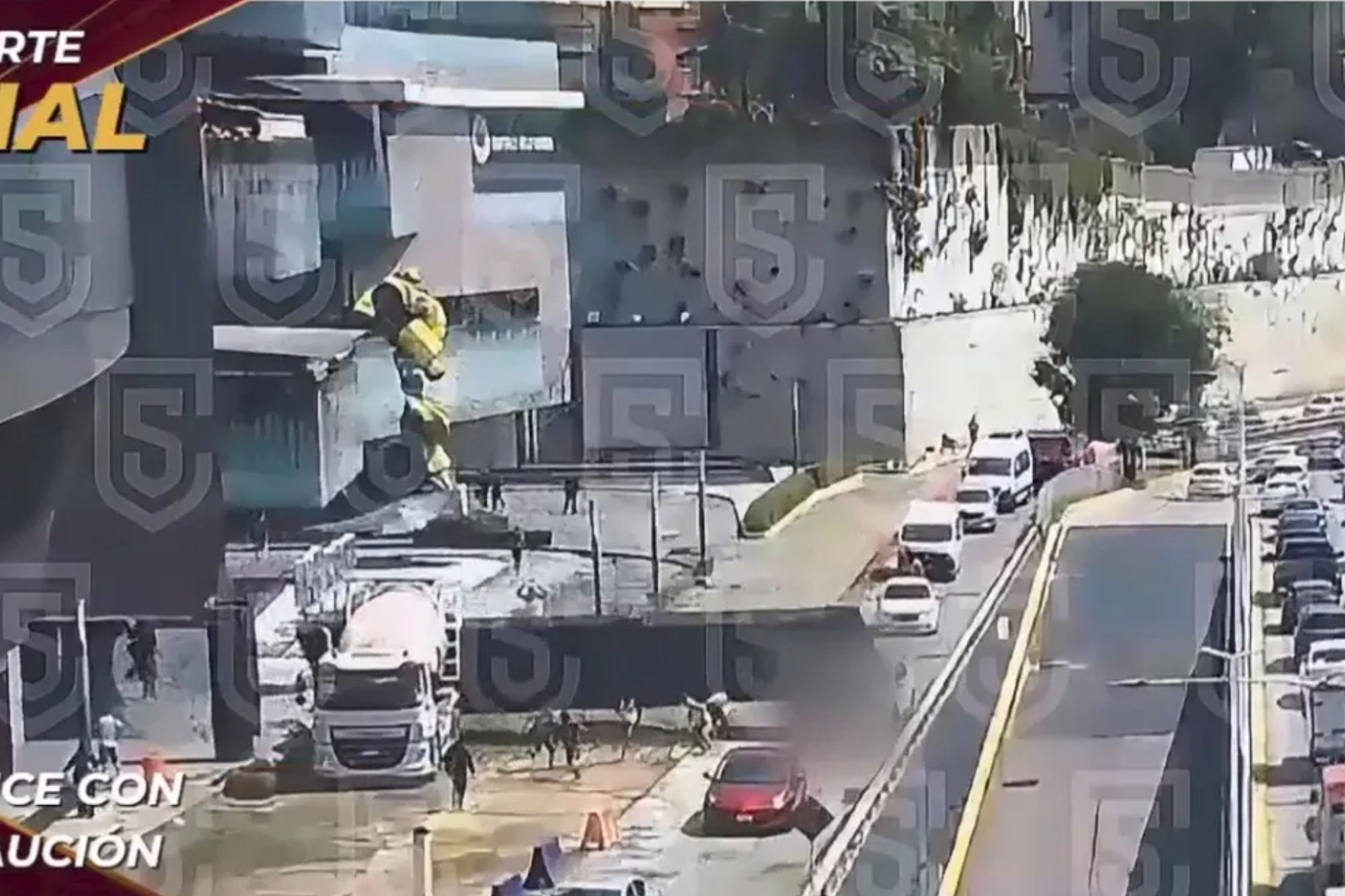 Terrifying moment massive billboard collapses crushing woman to death inside car as pedestrians sprint to safety