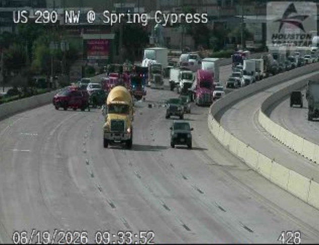 Rollover crash causing backups on Northwest Freeway westbound at Spring Cypress