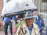 Camilla is ready come rain or come shine! Queen beams despite the grey skies at York races