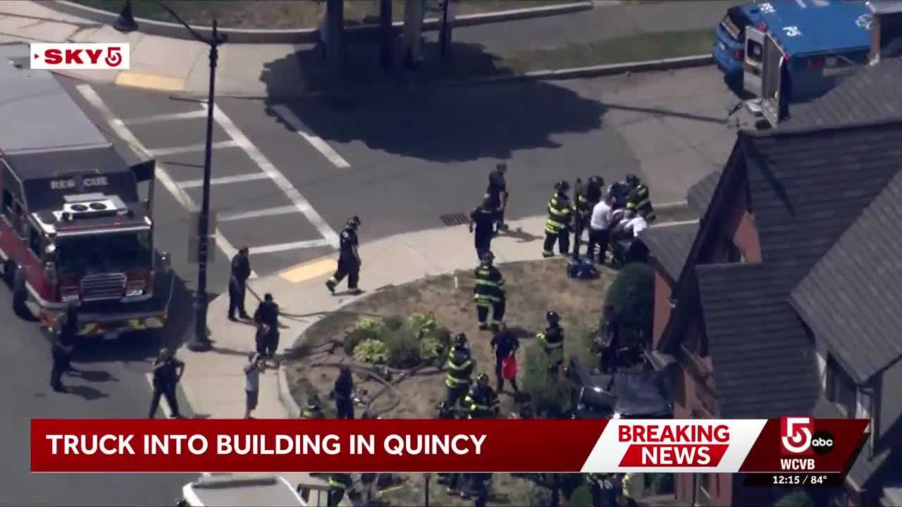 Truck crashes into building on Sea Street in Quincy