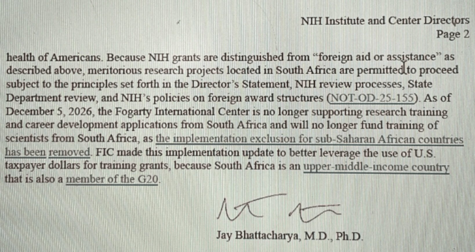 NIH Lifts Ban on Research in South Africa
