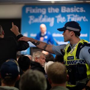 Christopher Luxon Christchurch meeting disrupted by protesters