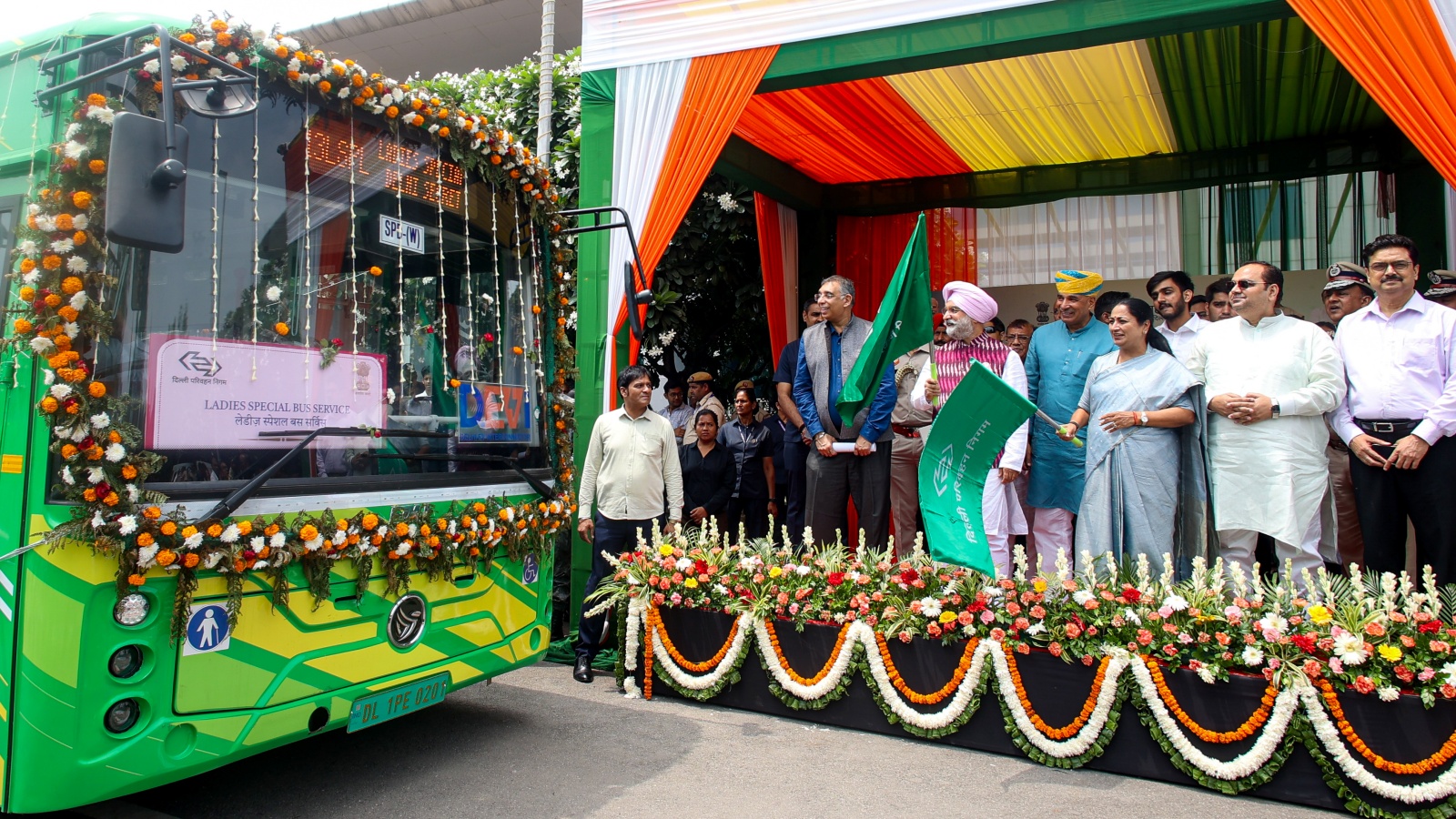 Delhi LG, CM Rekha Gupta flag off 200 e-buses; launch 56 Ladies Special services