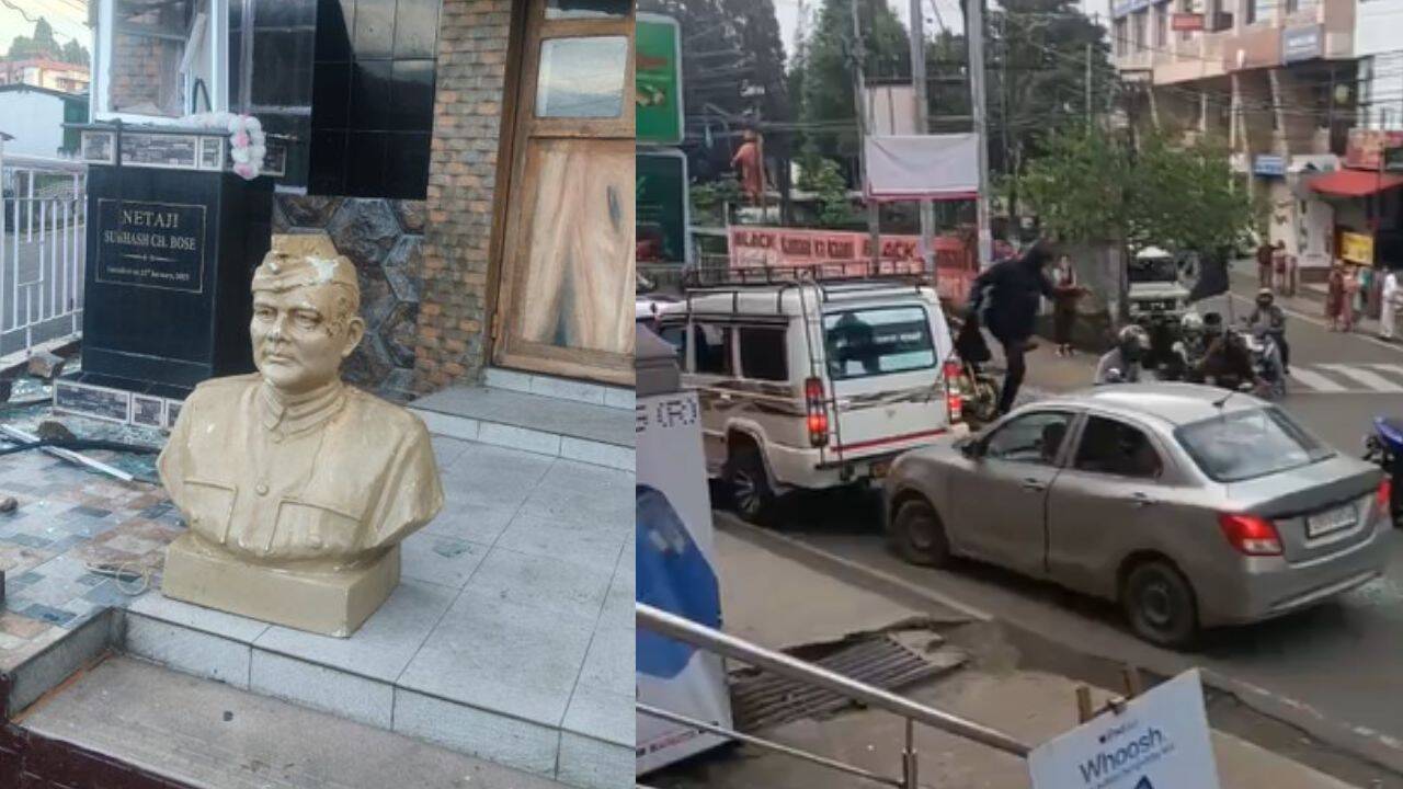 Statues vandalised, vehicles torched after students rally turns violent in Meghalaya