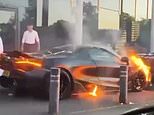 Moment supercars are set ablaze in wedding petrol bomb attack: Three men throw missiles at luxury cars and guests as they dined at Birmingham banqueting hall
