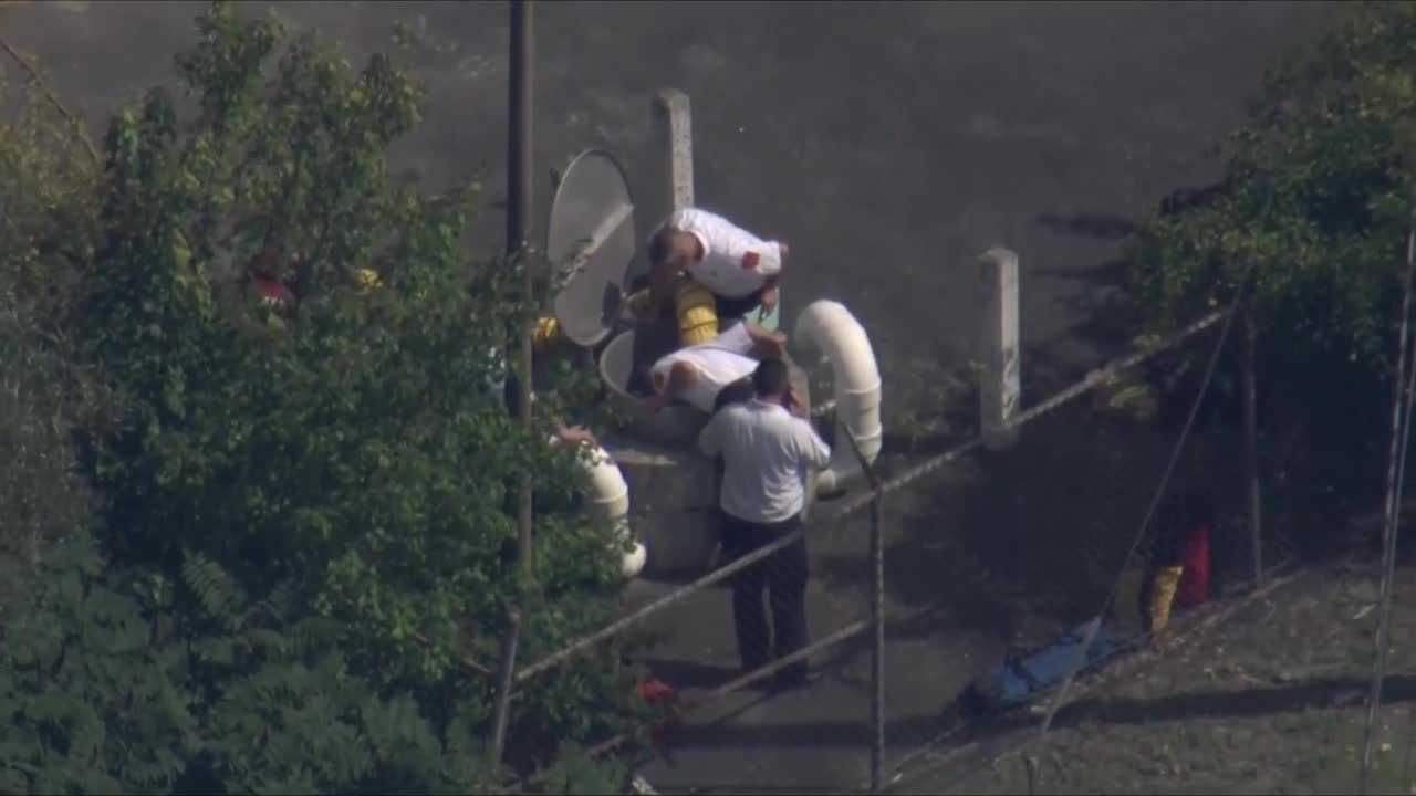 Technical rescue underway at manhole in Holbrook, Massachusetts