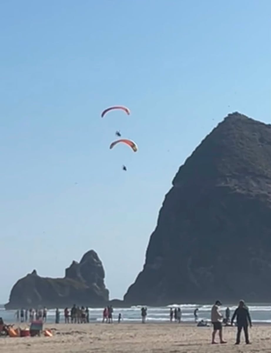 2 paragliders cited for allegedly harassing wildlife near Haystack Rock