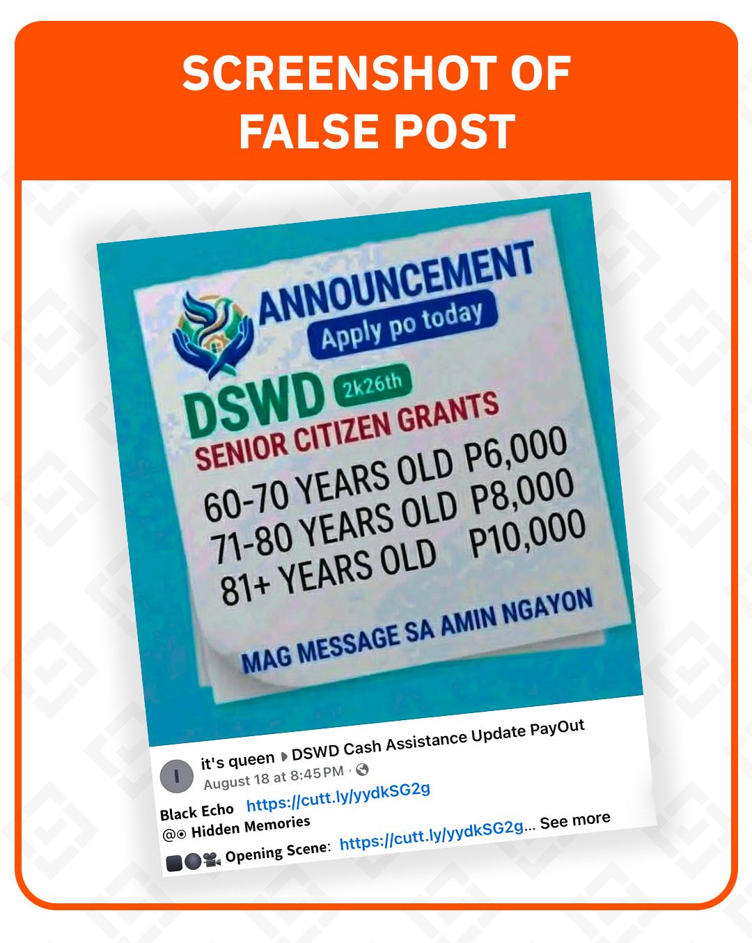 FACT CHECK: DSWD not offering cash aid to senior citizens through Facebook
